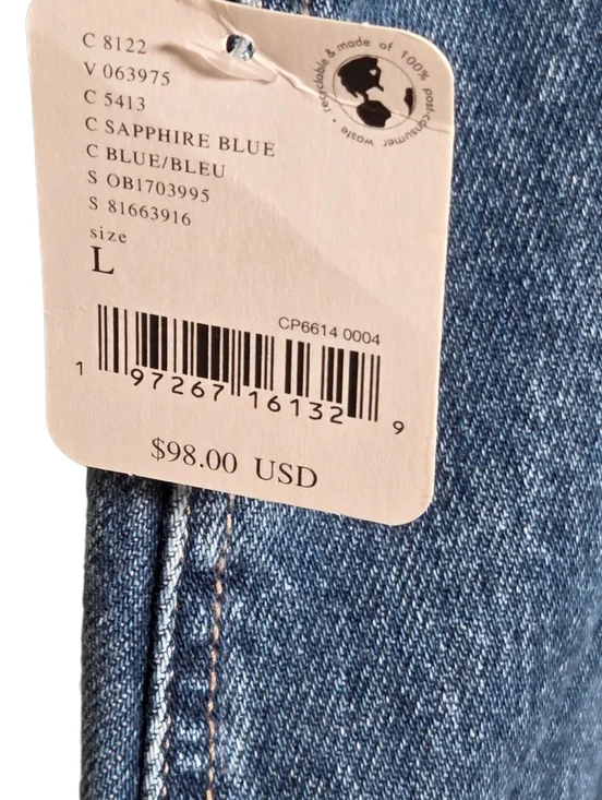 Free People High Roller Jumpsuit Sapphire Blue Slouchy Relaxed Cotton Large NWT - Picture 7 of 13